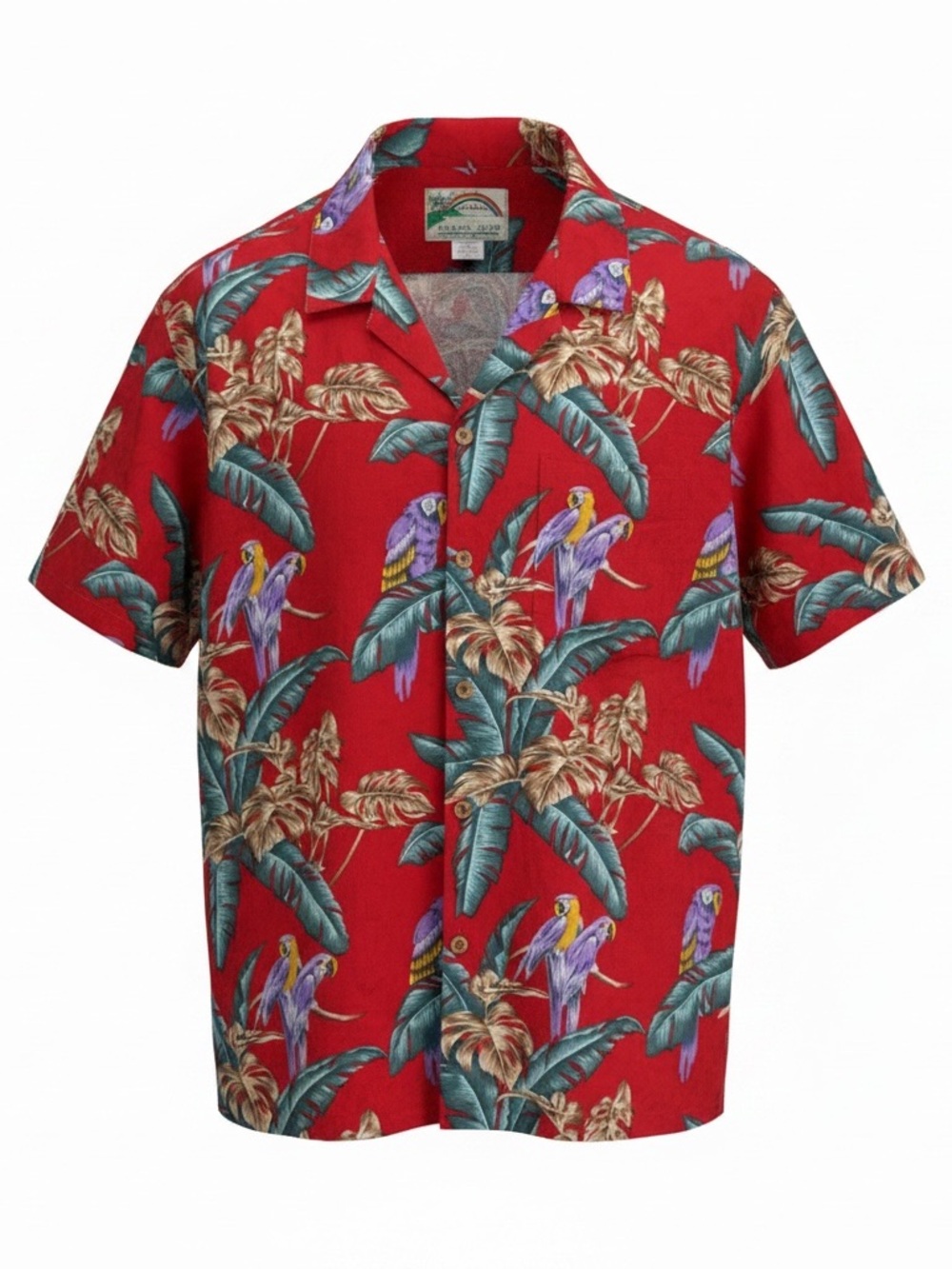 Vintage Paradise Found Shirt Mens Med. Red Jungle Bird Parrot Magnum PI Hawaiian